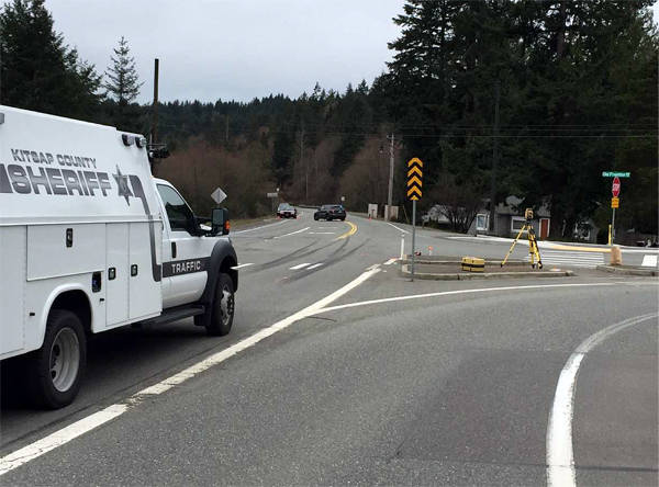 The site of the fatal collision between a vehiclke and a pedestrian early March 17. (Kitsap County Sheriff’s Office/Submitted)