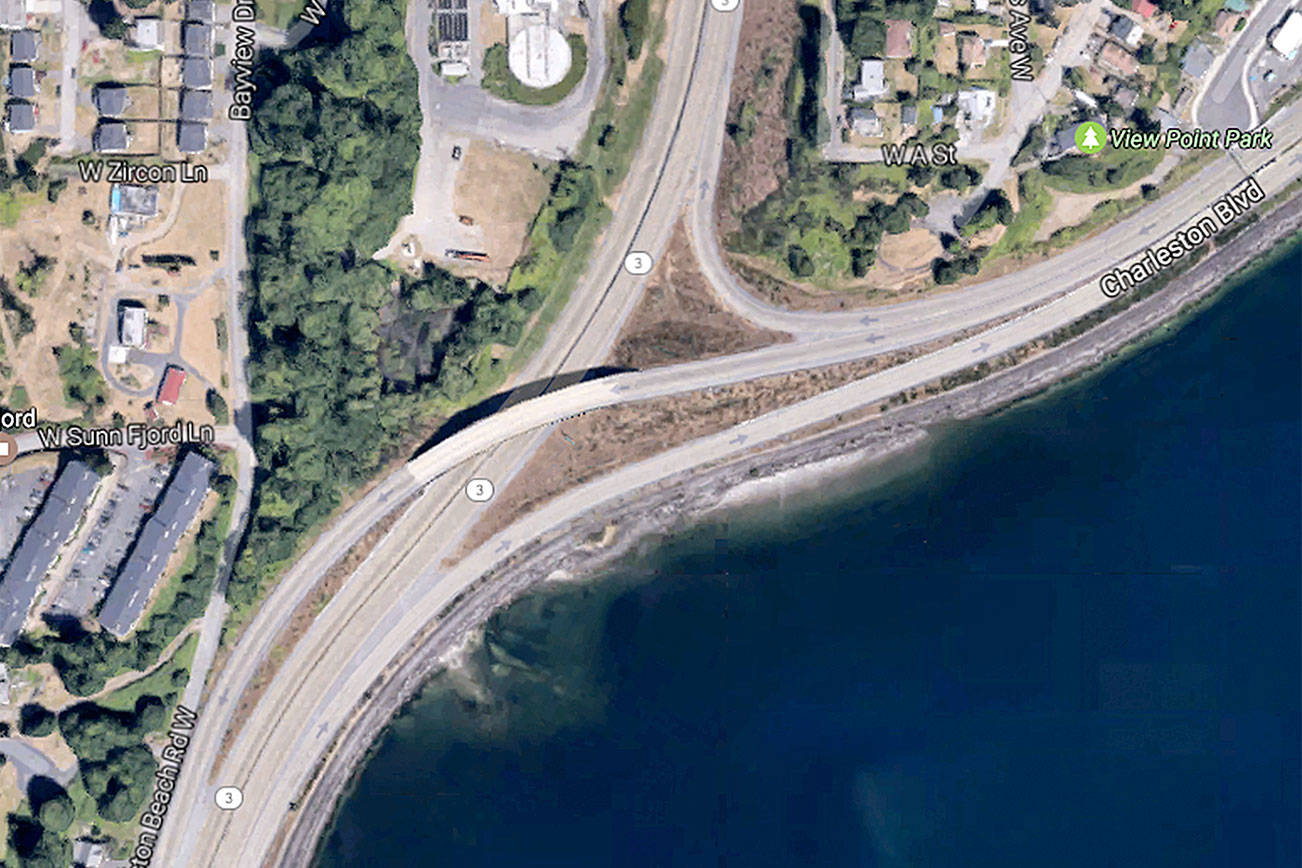 WSDOT plans to extend the two southbound State Route 3 lanes through to Gorst, and turn SR 304/Charleston Boulevard into a more traditional onramp.                                Google Maps