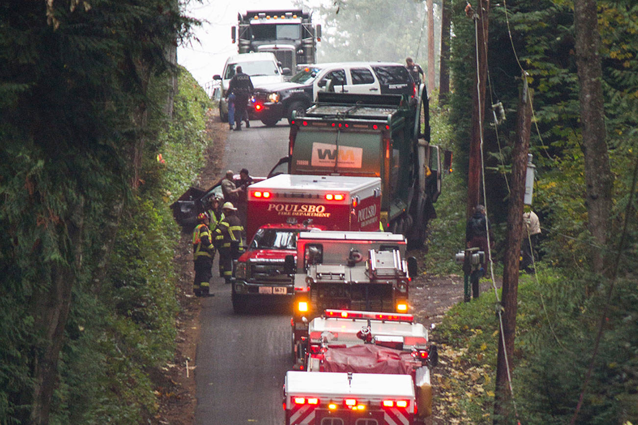 The scene of the Nov. 10, 2015 crash on Sawdust Hill Road, in which Christopher Tevault died. (Sophie Bonomi/Kitsap News Group)