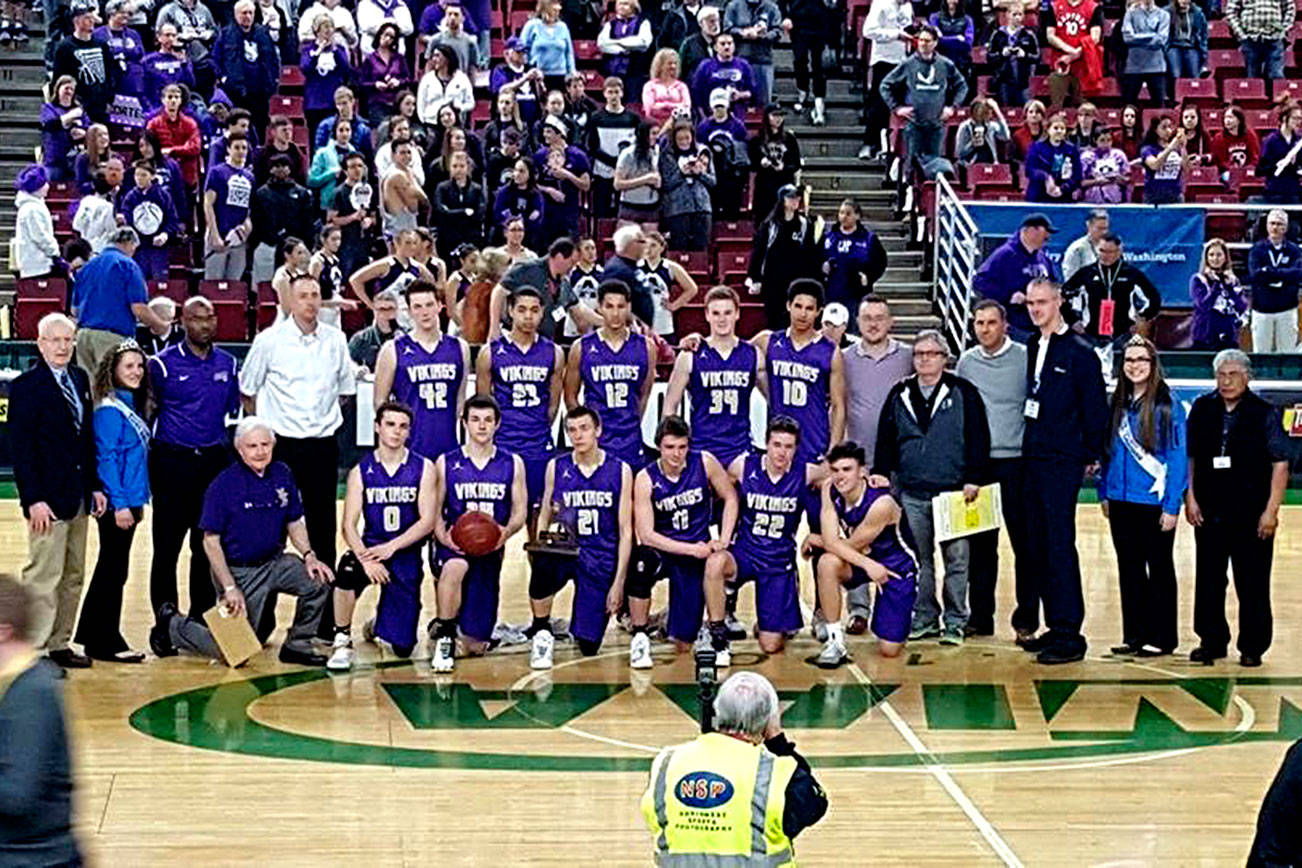 The North Kitsap Vikings placed sixth at the 2A State Basketball Tournament, March 4. (Scott Orness / Contributed)