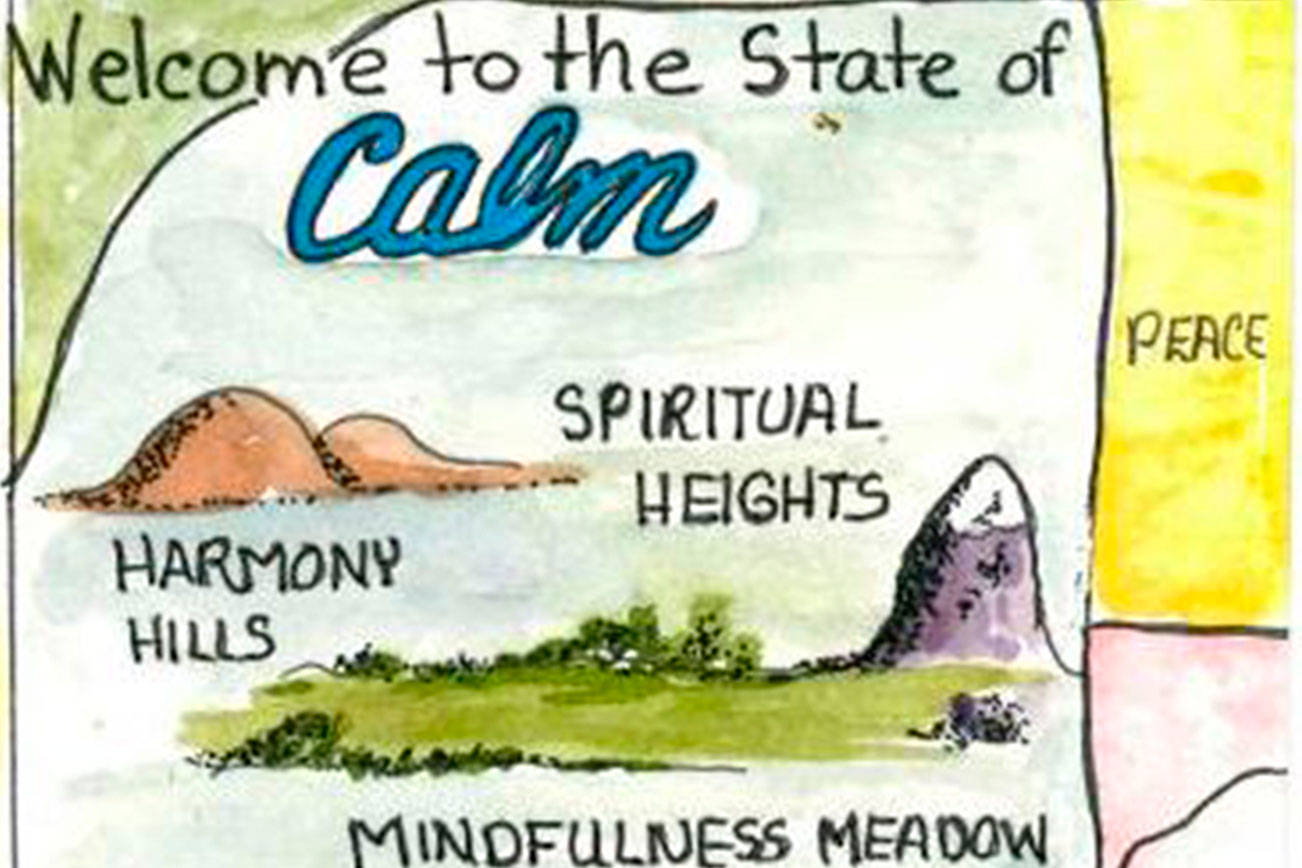 Victoria Clark provides a roadmap leading from the State of Anxiety to the State of Calm. (Artwork: Victoria Clark)