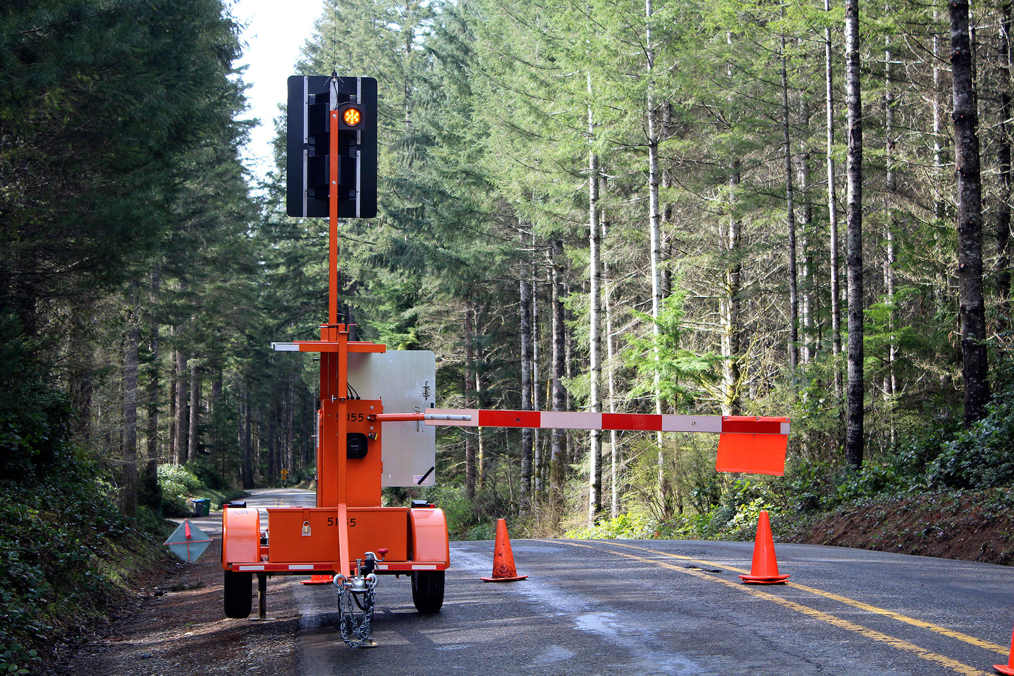 The Kitsap County Public Works Department purchased two automated flagger assistance devices for $34,000. The devices are supposed to increase safety for public works employees, and increase efficiency throughout the department.                                Michelle Beahm / Kitsap News Group