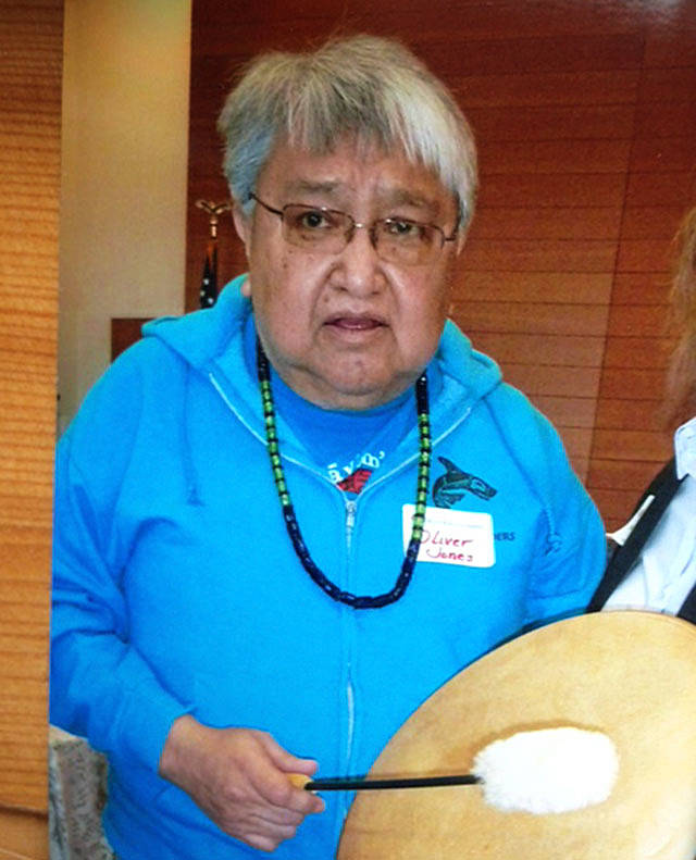 The event included a honor song from Oliver Jones, Port Gamble S’Klallam elder. Jones also gifted a drum to an educator. (Contributed photo)