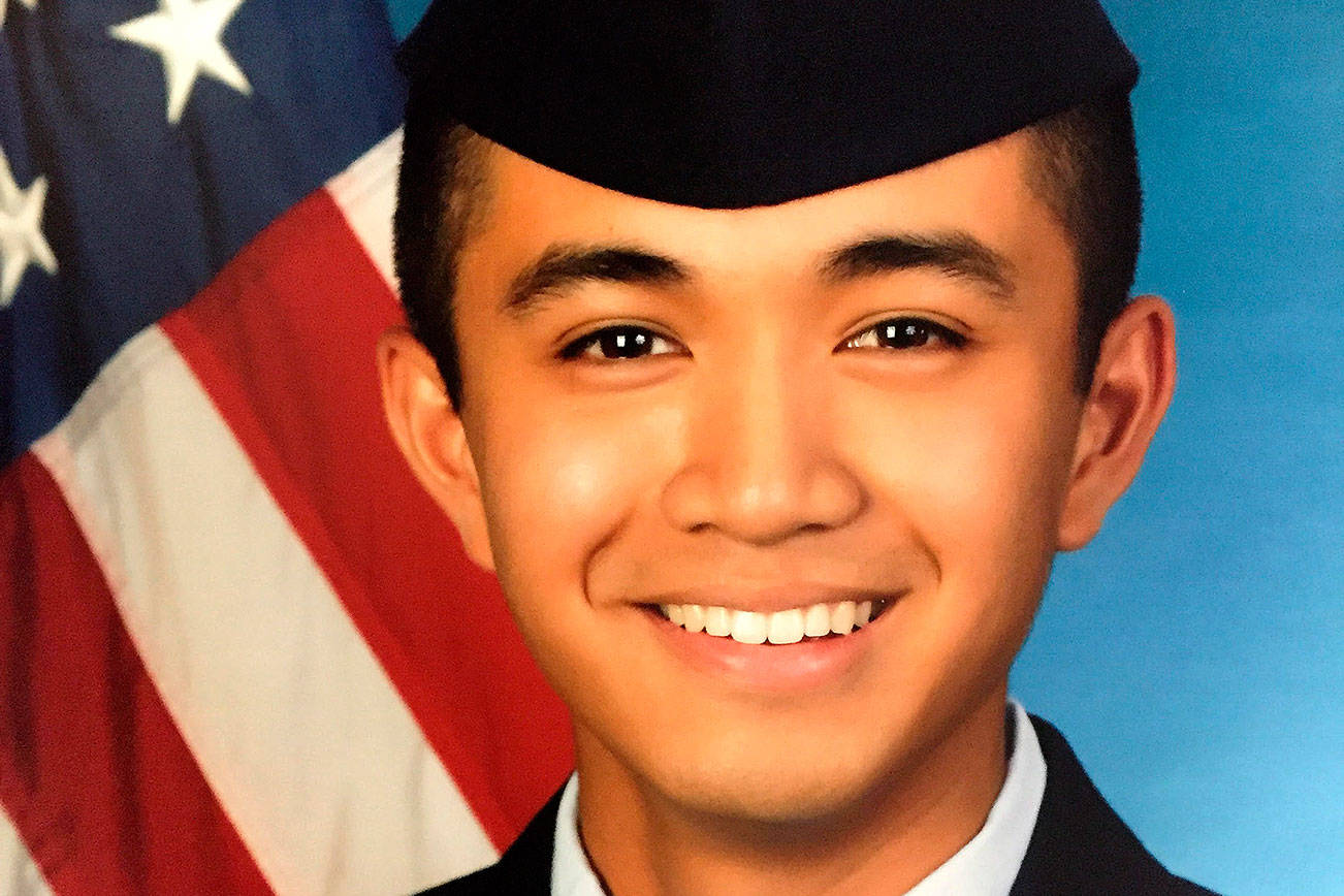 AB Isaiah I. Pajimula, of Bremerton, graduates from USAF bootcamp April 28.                                Courtesy photo