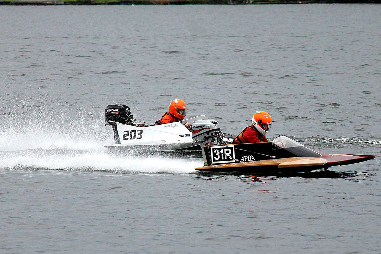 Racers compete in the 2016 Armed Forces Day Regatta, a Seattle Outboard Association race sanctioned by the American Power Boat Association.                                Michelle Beahm / File photo