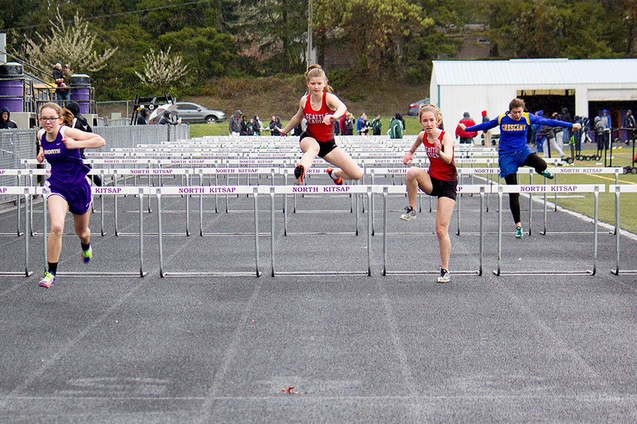 The Olympic League Championship track meet is scheduled to begin at 10 a.m. May 6 at North Kitsap High School. Eleven teams are scheduled to compete. This photo is from the Lil’ Norway Invitational, April 22 at North Kitsap. (Sophie Bonomi/Kitsap News Group)