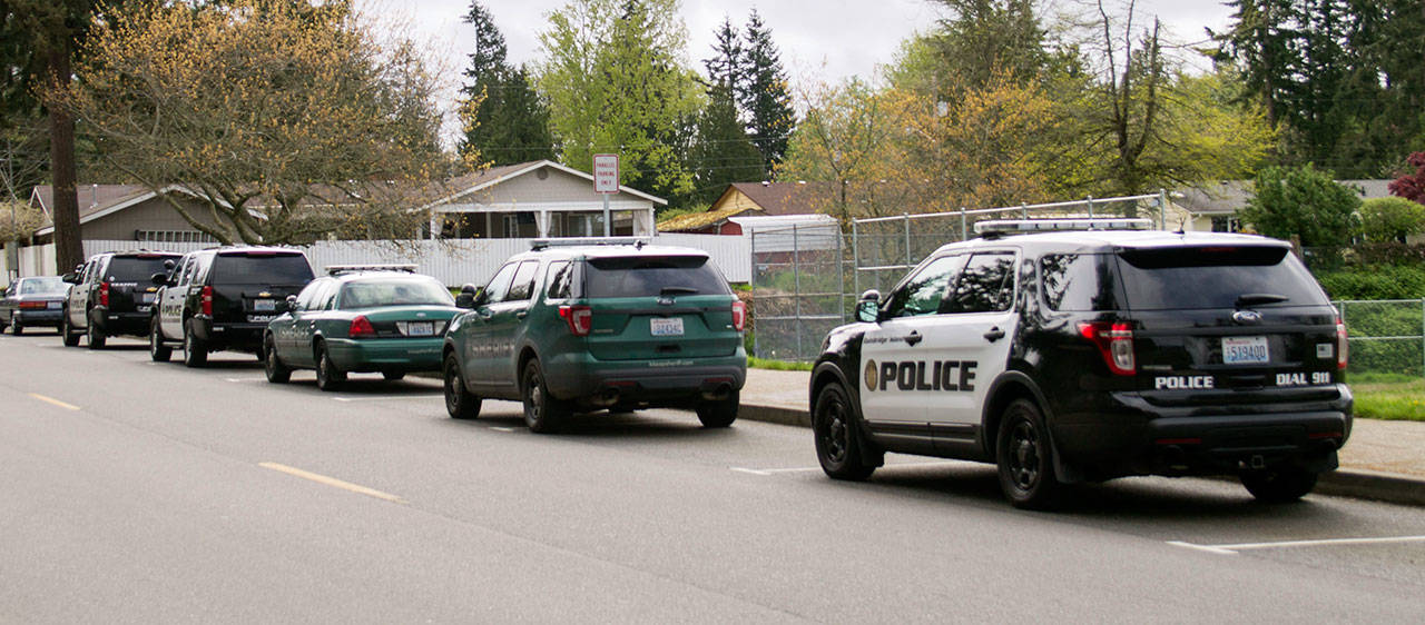 North Kitsap High School, Poulsbo Middle School and Poulsbo Elementary School were placed on lockdown May 2 after a caller reported seeing someone walking near North Kitsap High School “with what looked like a rifle,” Deputy Police Chief Andy Pate said. (Sophie Bonomi/Kitsap News Group)