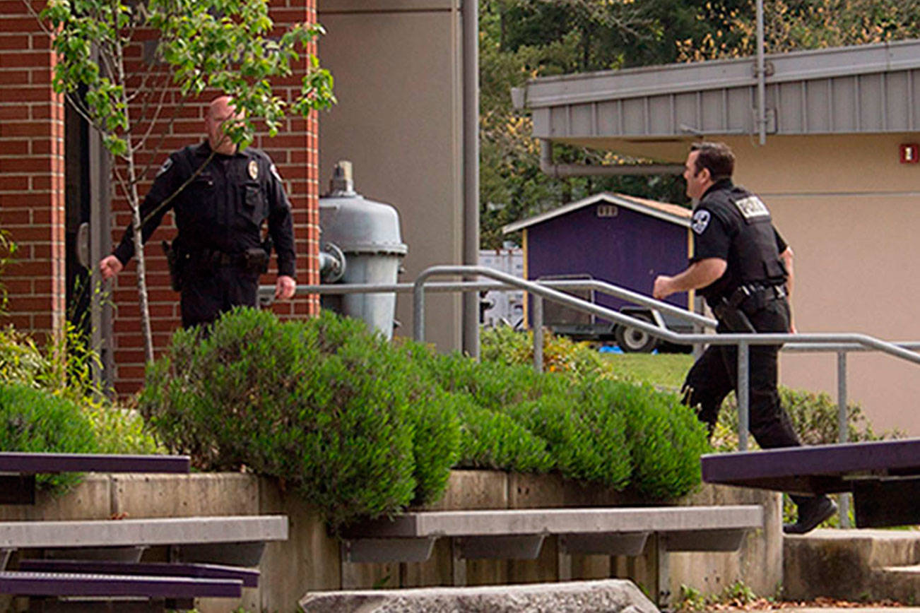 North Kitsap High School, Poulsbo Middle School and Poulsbo Elementary School were placed on lockdown May 2 after a caller reported seeing someone walking near North Kitsap High School “with what looked like a rifle,” Deputy Police Chief Andy Pate said. (Sophie Bonomi/Kitsap News Group)