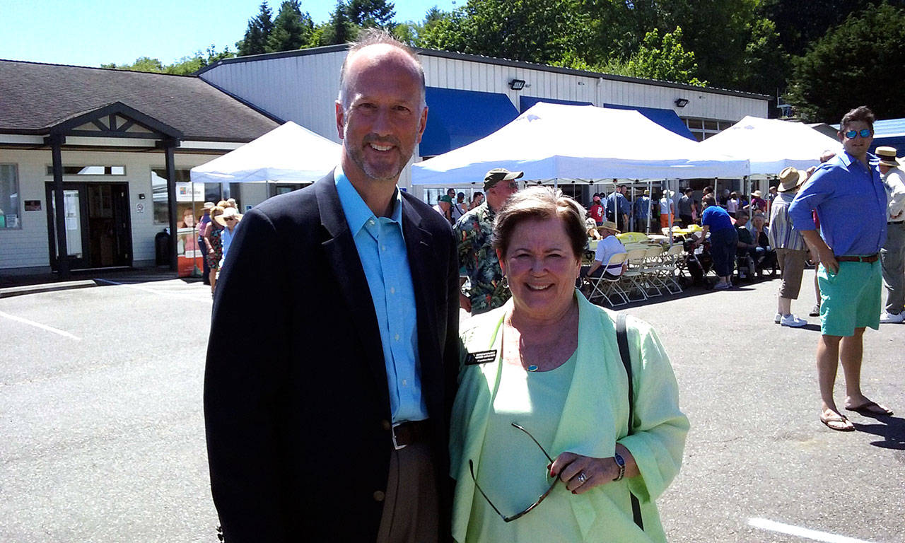 County Commissioner Rob Gelder and state Rep. Sherry Appleton, D-Poulsbo, attended Fishline’s Comprehensive Services Center groundbreaking and community picnic. Appleton is working to secure a state grant for the project. (Ian A. Snively/Kitsap News Group)