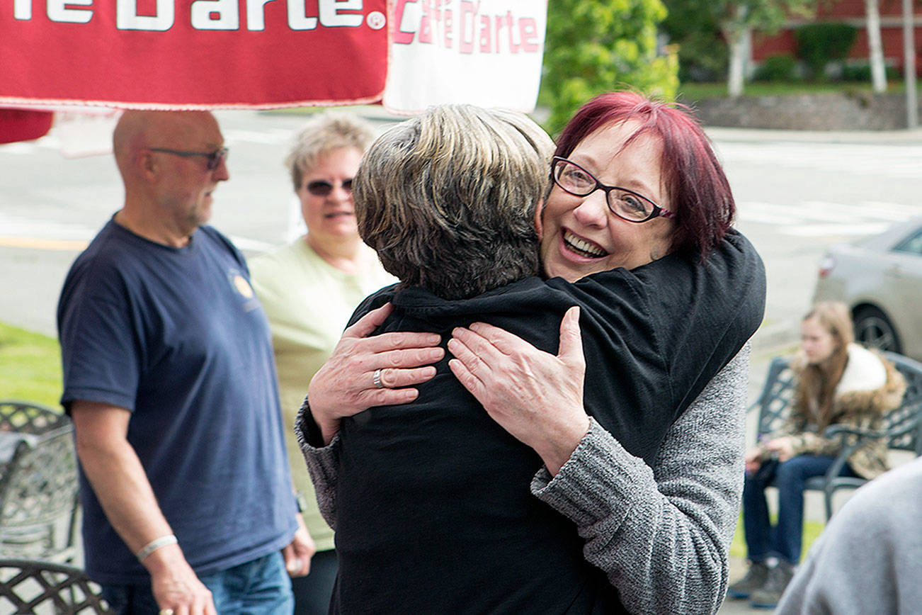 Julie Krucek, owner of Jaks Cafe and Espresso in Poulsbo Place, received a surprise party on the 10th anniversary of her business, May 19. (P5Photography/Courtesy)