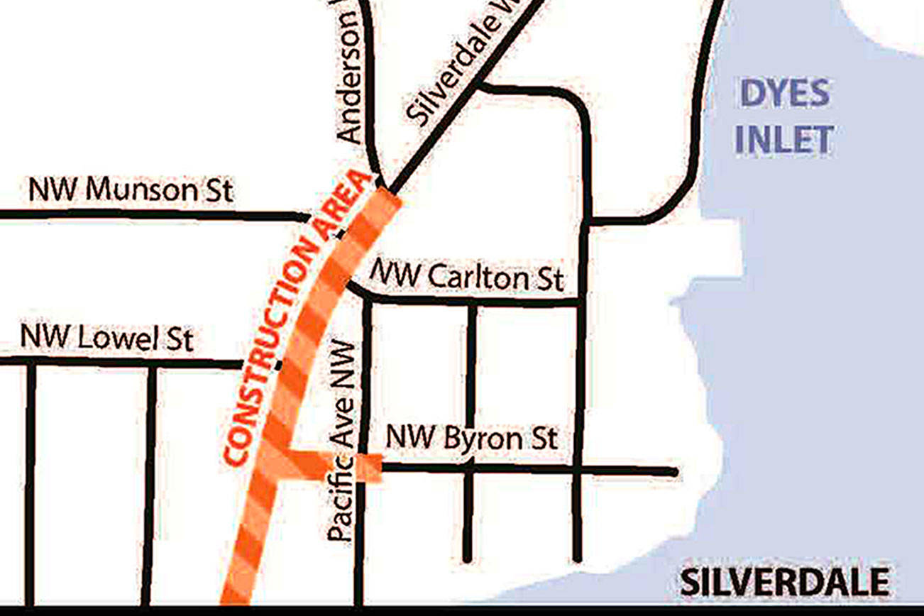 If you’ve been putting off thinking about the Silverdale Way widening project, think about it now and prepare: the project begins after the Fourth of July weekend and is expected to be completed in June 2018. (Image: Kitsap County Public Works)