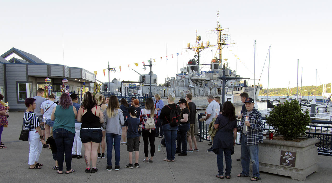 The Vietnam-era destroyer, USS Turner Joy (DD291) was the only spectator to the simple, yet moving, service.                                Terryl Asla | Kitsap News Group