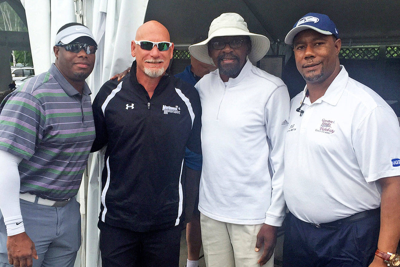 Past tournament participants have included, from left, Ken Griffey Jr. Jay Buhner, Kenny Easley, and Paul Stoot. (Contributed photo)