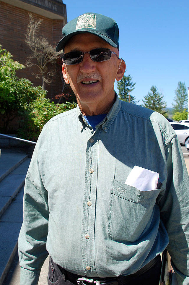 Bernie Meyer of Olympia is a veteran of nonviolent peace demonstrations in the area. Photo: Bob Smith | Kitsap Daily News