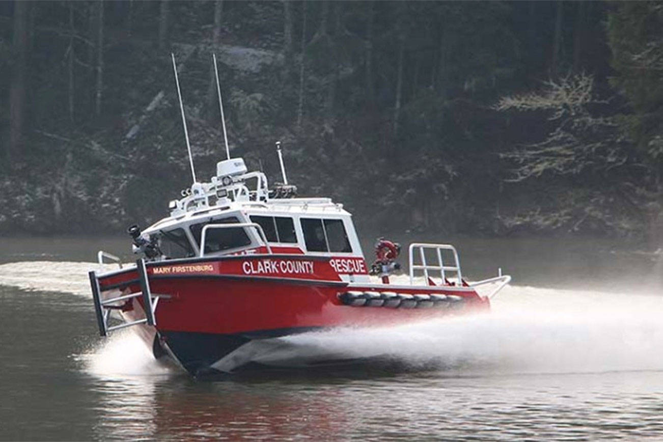 The new fireboat will be a specially-equipped, 28-foot aluminum boat built by North River Boats. Poulsbo’s fireboat will resemble the Clark County boat shown here.                                North River Boats/Contributed