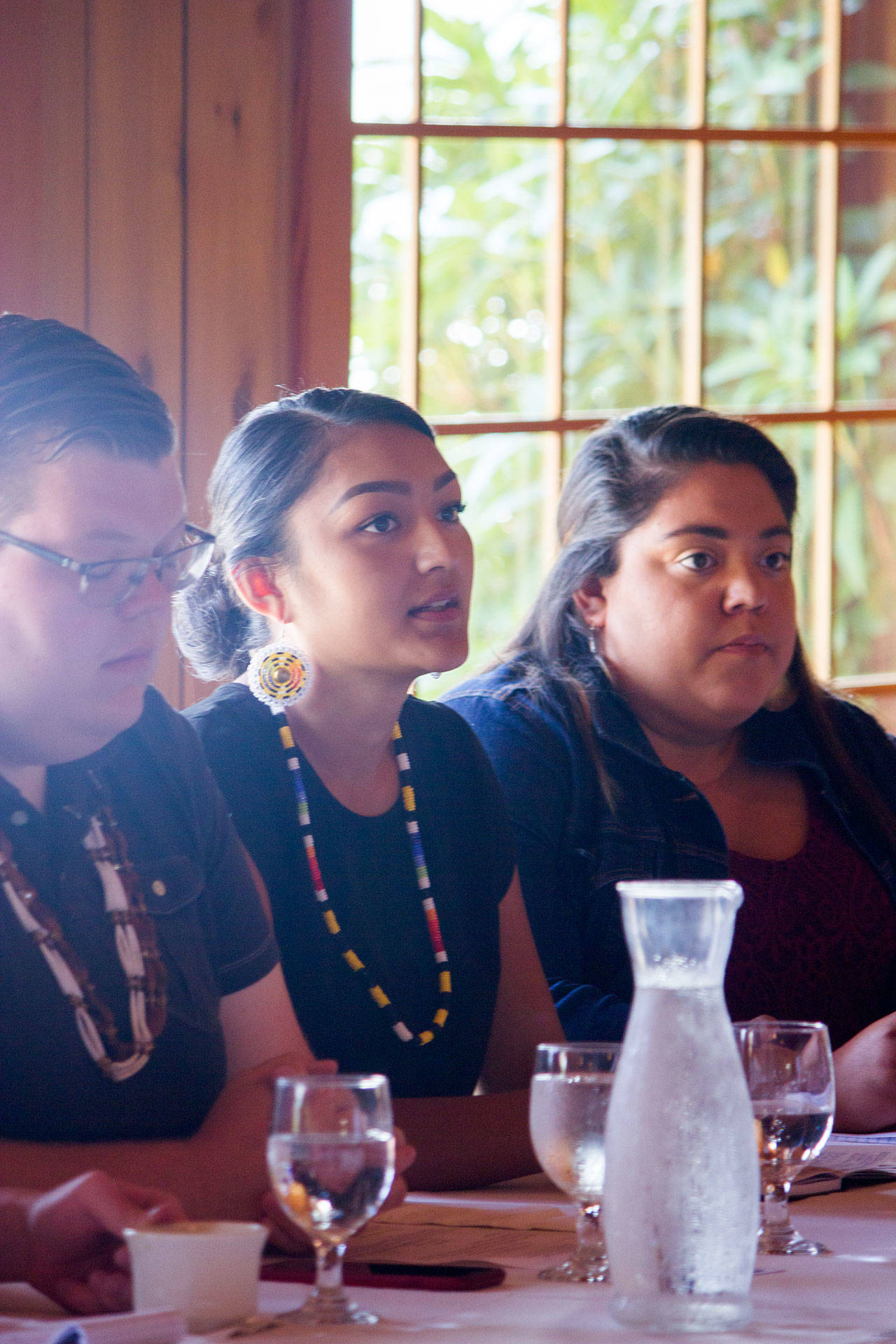 Several Millennials, ages teens to 20s, from the Port Gamble S’Klallam Tribe and Suquamish Tribe gathered in the conference room at Kiana Lodge Aug. 29 to meet with three members of Congress who wanted to hear their views about issues of concern to them. (Sophie Bonomi/Kitsap News Group)