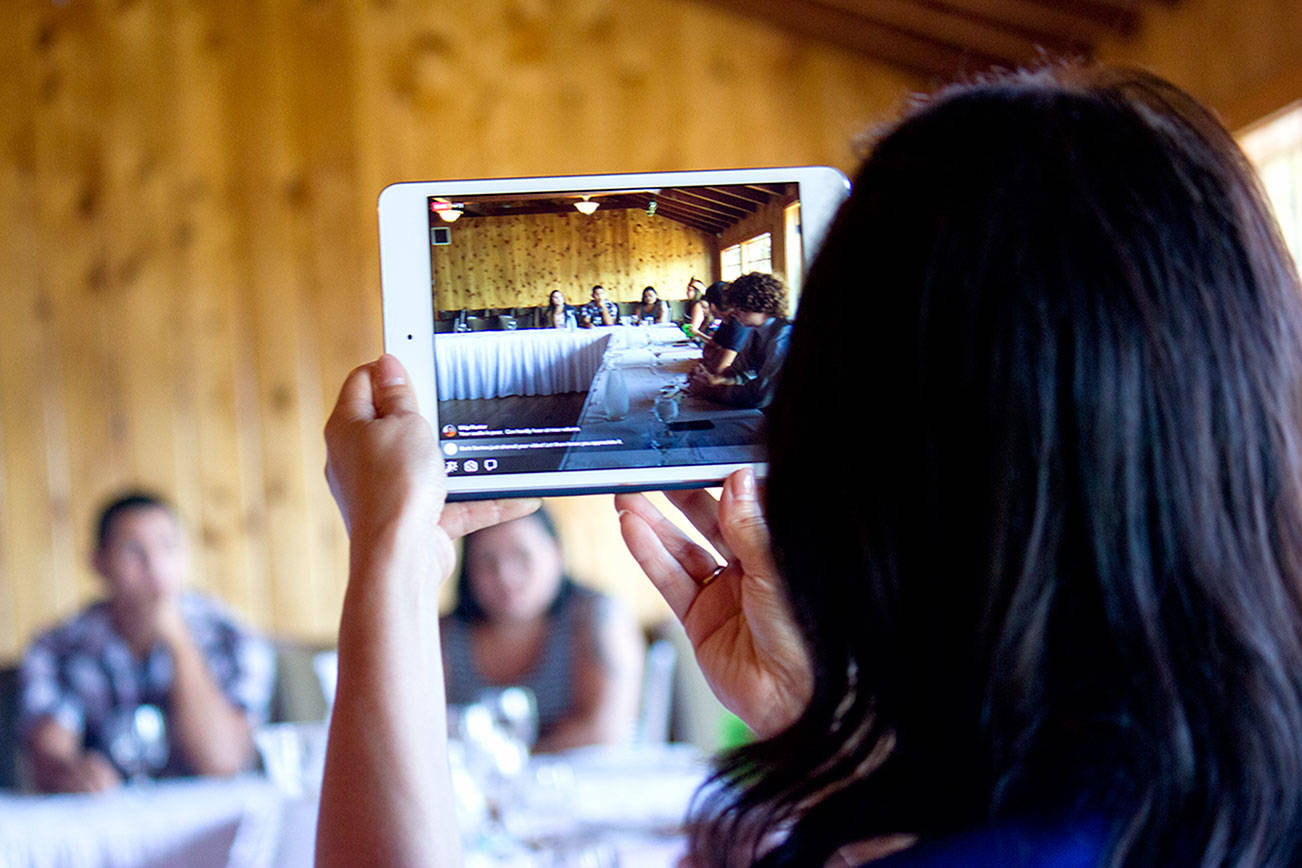 Several Millennials, ages teens to 20s, from the Port Gamble S’Klallam Tribe and Suquamish Tribe gathered in the conference room at Kiana Lodge Aug. 29 to meet with three members of Congress who wanted to hear their views about issues of concern to them. (Sophie Bonomi/Kitsap News Group)