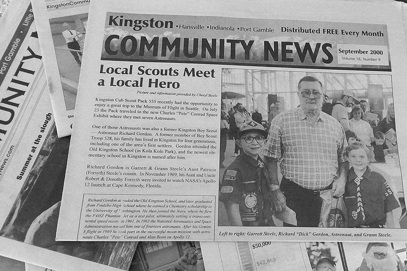 While cleaning out nearly two decades of newspapers from her office, Wendy Tweten discovered an edition from September 2000, in which members of Kingston Cub Scout pack 555 met astronaut and Kingston local, Richard Gordon. (Wendy Tweten / Contributed)