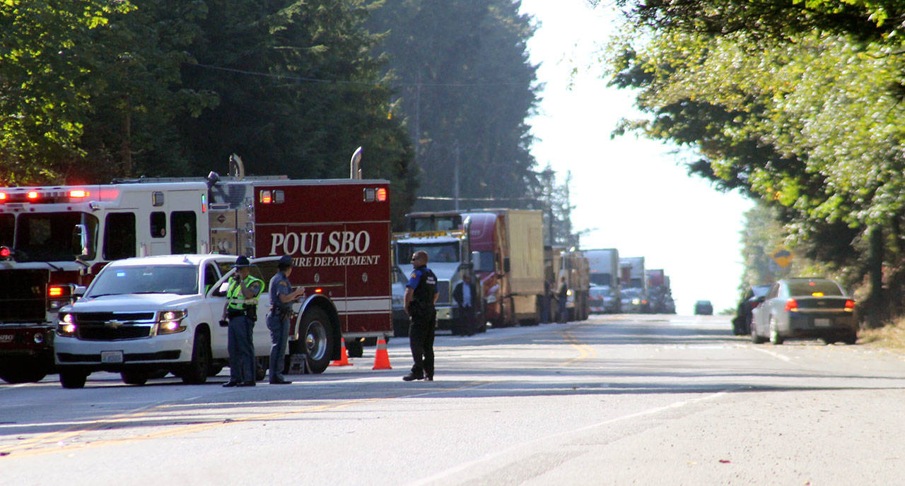 A motorcyclist died Sept. 27 from injuries sustained in a collision with a vehicle that investigators say crossed from the opposing lane into the motorcyclist’s lane on Highway 3 near Big Valley Road. Nick Tweitmeyer/Kitsap News Group
