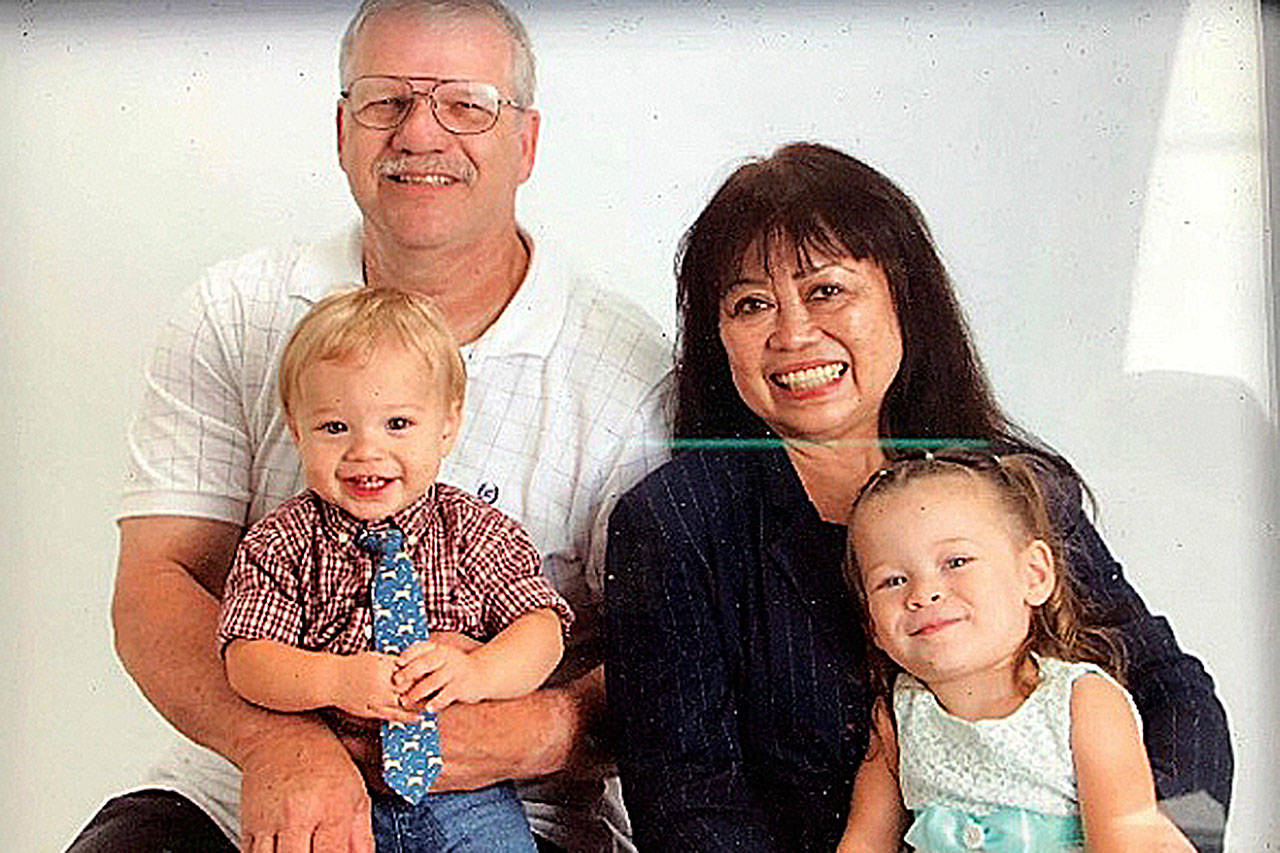 A Facebook post on the Port Orchard page has identified the Simpson family as being victims of a fast-moving house fire Saturday morning, Oct. 14. Clockwise, top, is Don Simpson, his wife Vili and their two grandchildren. Don Simpson was the sole survivor of the fire. Photo: Martha Riley post on Facebook