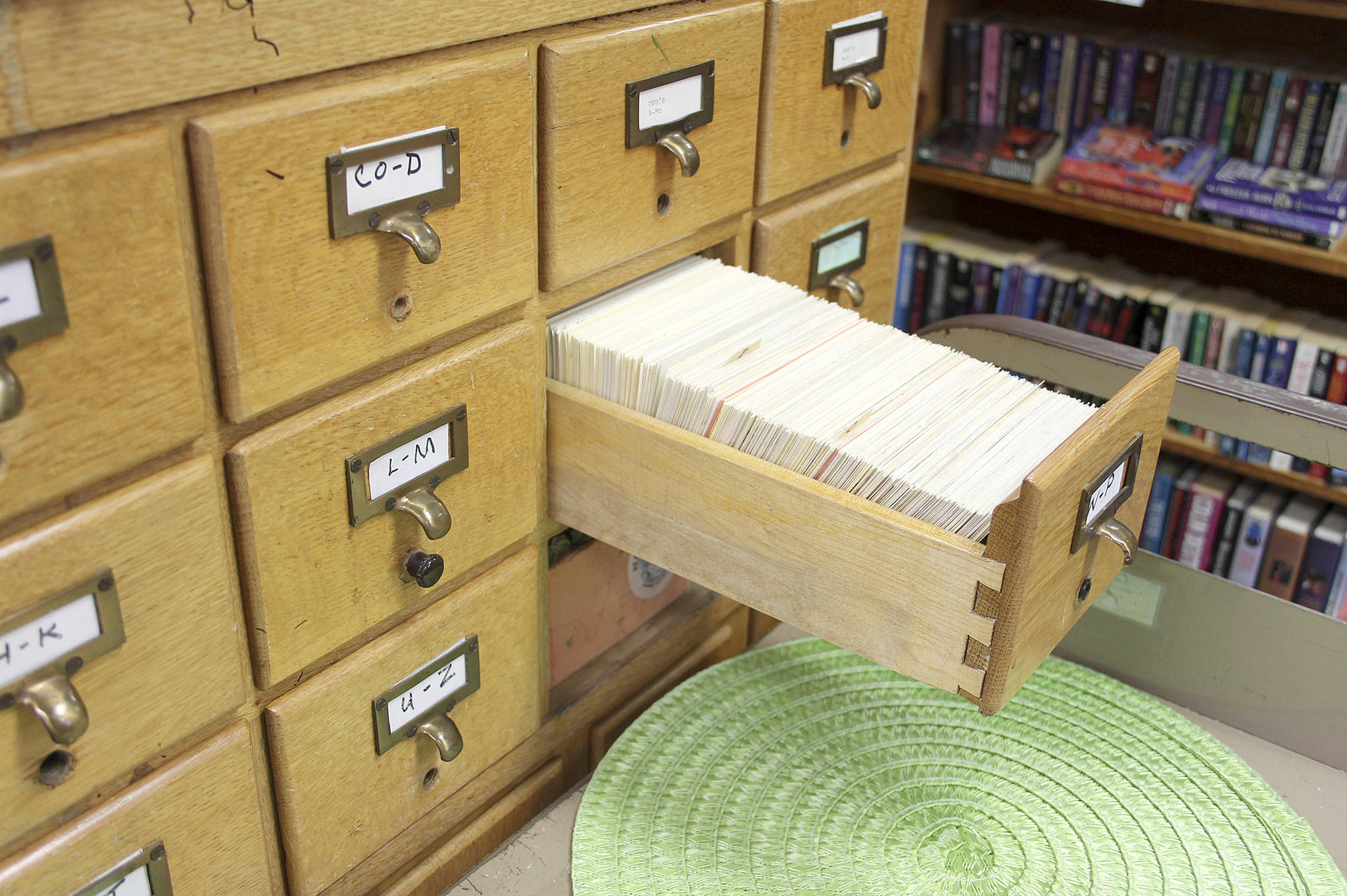 The library uses “old technology” to keep track of its books.