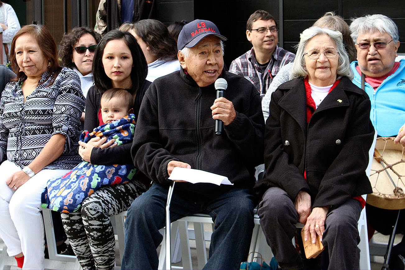 &lt;em&gt;Jake Jones speaks in March at the dedication of his story pole, “Chief,” at The Point Hotel.&lt;/em&gt;                                Ginger Vaughan/Contributed