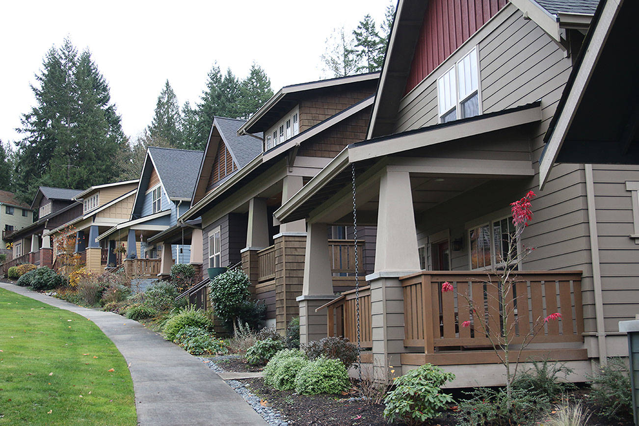More homes are under construction at Snowberry Bungalows, a neighborhood of Craftsman-style homes off Caldart Avenue in Poulsbo. (Richard Walker/Kitsap News Group)