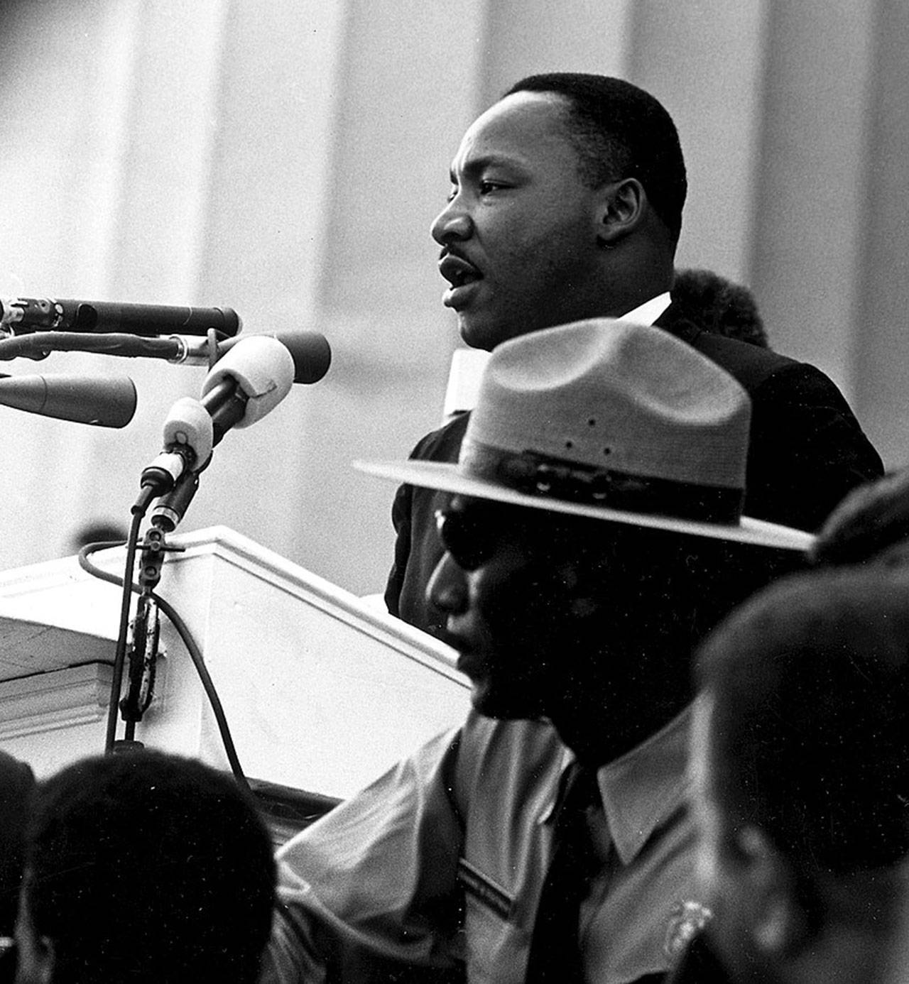 The Rev. Dr. Martin Luther King Jr. makes his “I Have a Dream” speech on Aug. 28, 1963 during the March on Washington. (National Archives)