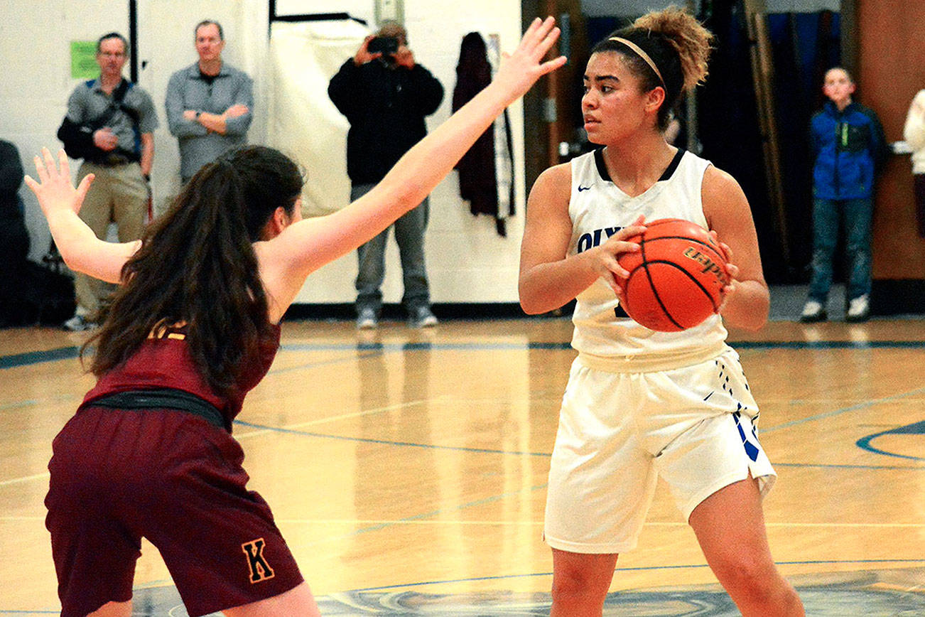 Olympic senior guard Kiki Mitchell scored 14 points in her team’s big 59-43 win over Kingston on Jan. 23. (Mark Krulish/Kitsap News Group)