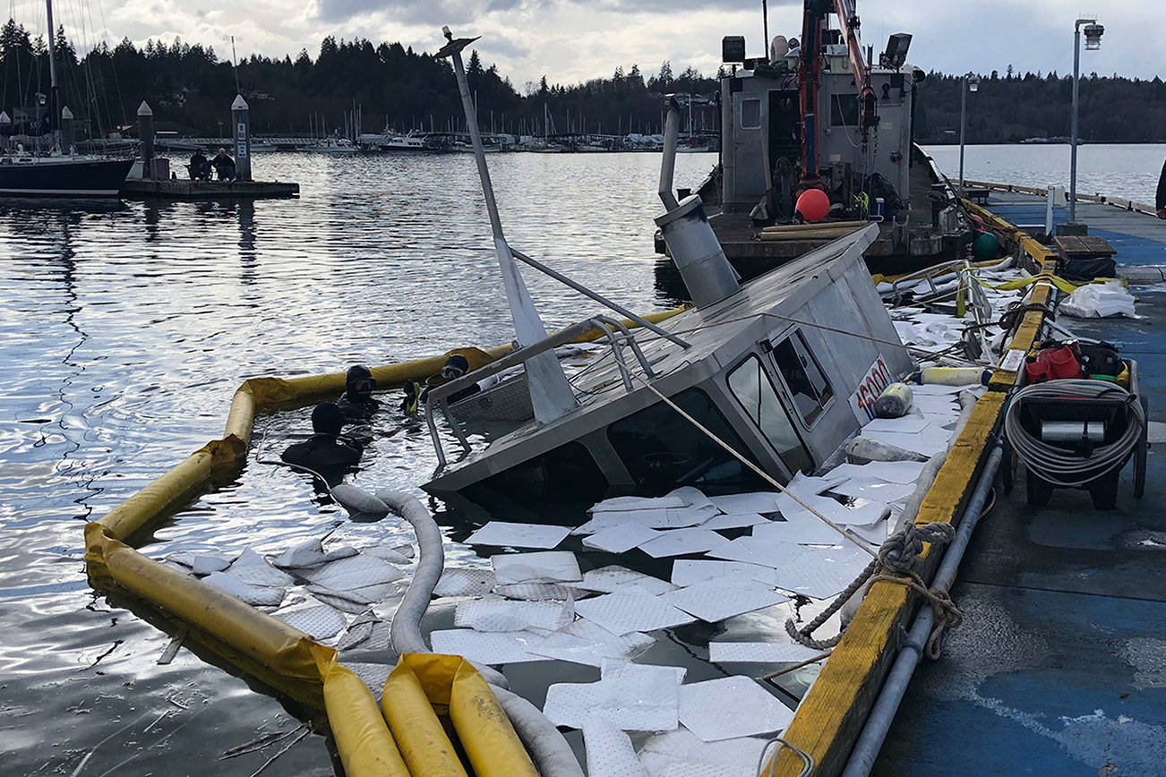 Rapid response prevents contamination from sunken boat in Port Orchard Marina