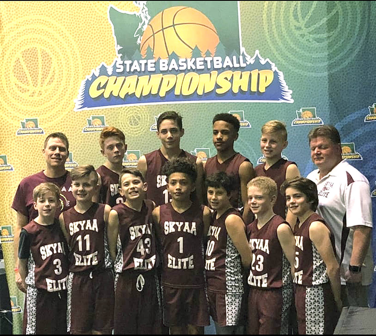 Jennifer Hansen photo                                Top row: Coach Dave Horton, Jeremiah Dougherty, Nate Jensen,Jorden Lee, Jack Horton, Coach John Standridge. Bottom row: Gavin Hall, Carter Rechlicz, Tyler Hansen, Kendryck Miller, Dane Muller, Justin Standridge, Landon Maples.