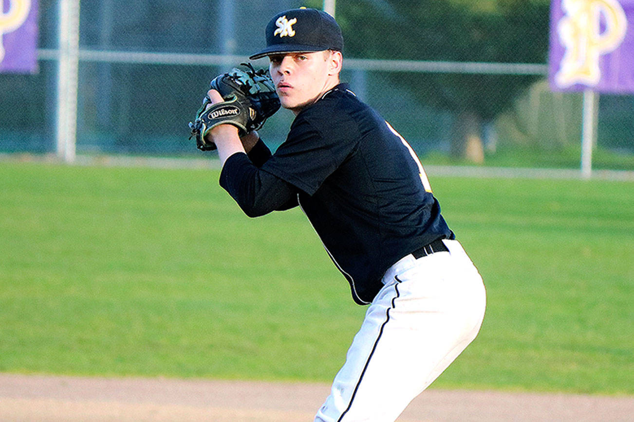Jason Sauer was dominant on the mound against Puyallup, striking out nine hitters in seven innings.                                Courtesy photo