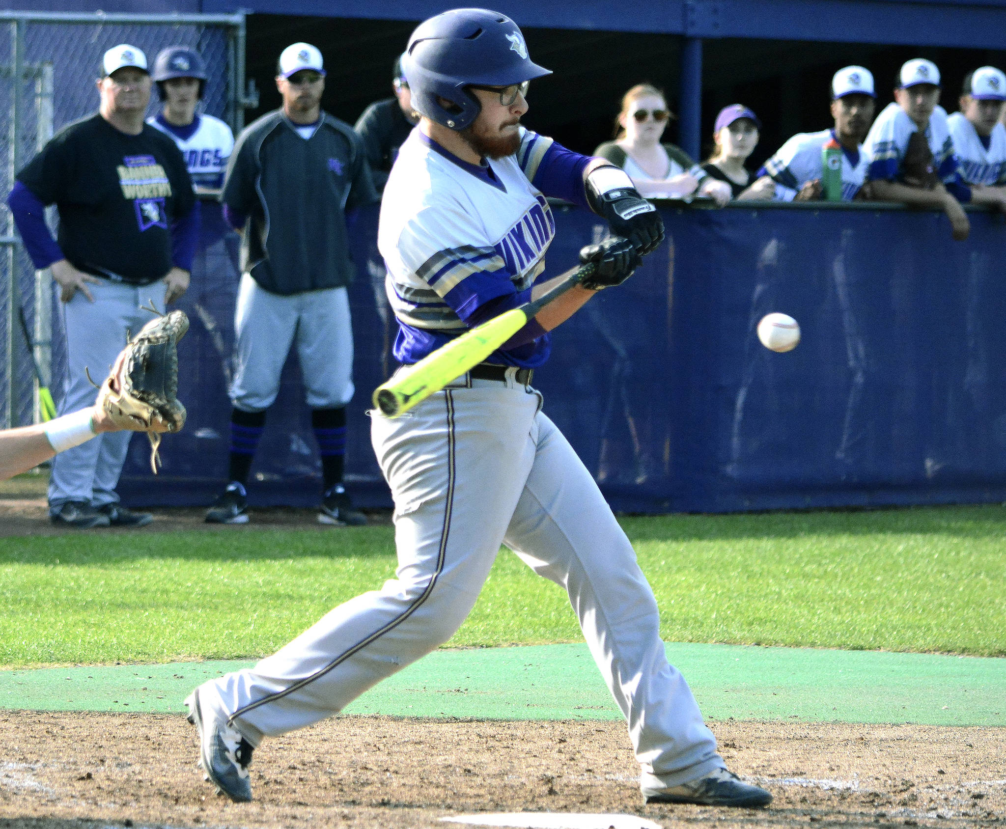 North Kitsap DH Tucker Gowin drove in two runs for the Vikings in the 5-4 loss to Port Angeles. (Mark Krulish/Kitsap News Group)
