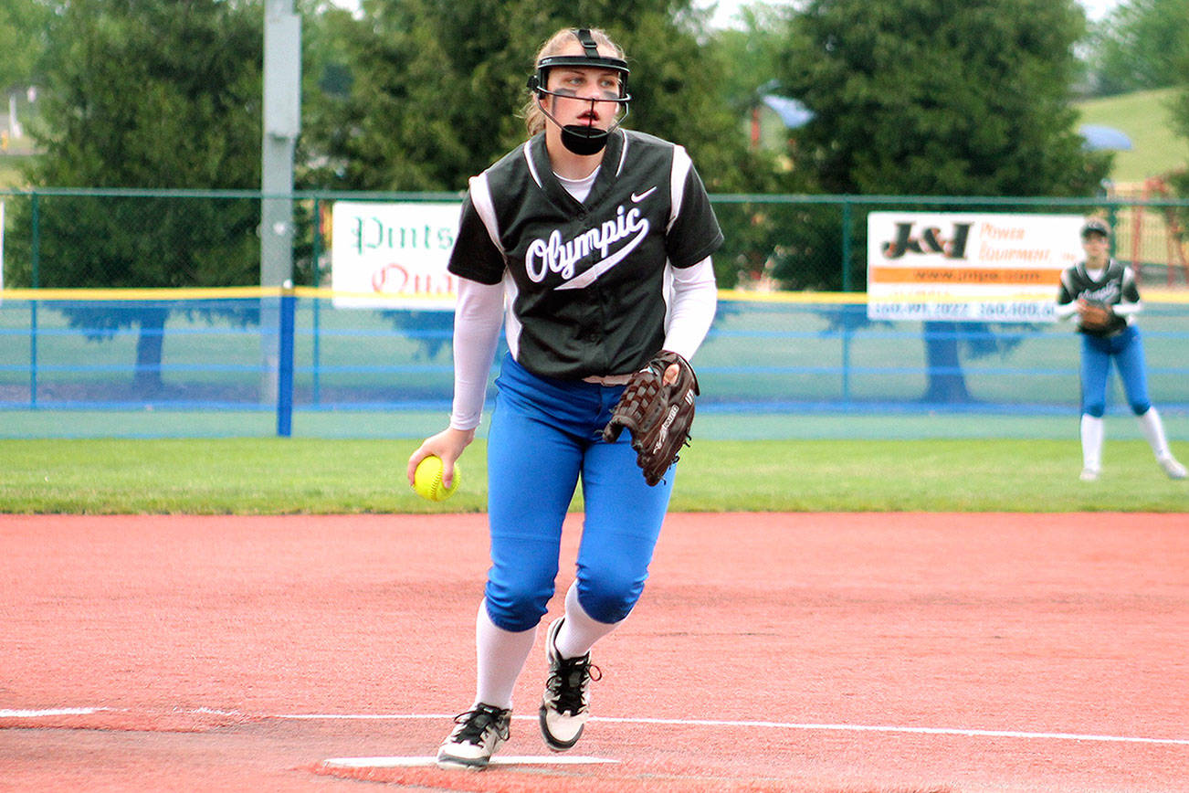 Olympic’s Dani Snyder gave up one run and scattered seven hits over eight innings of work. (Mark Krulish/Kitsap News Group)