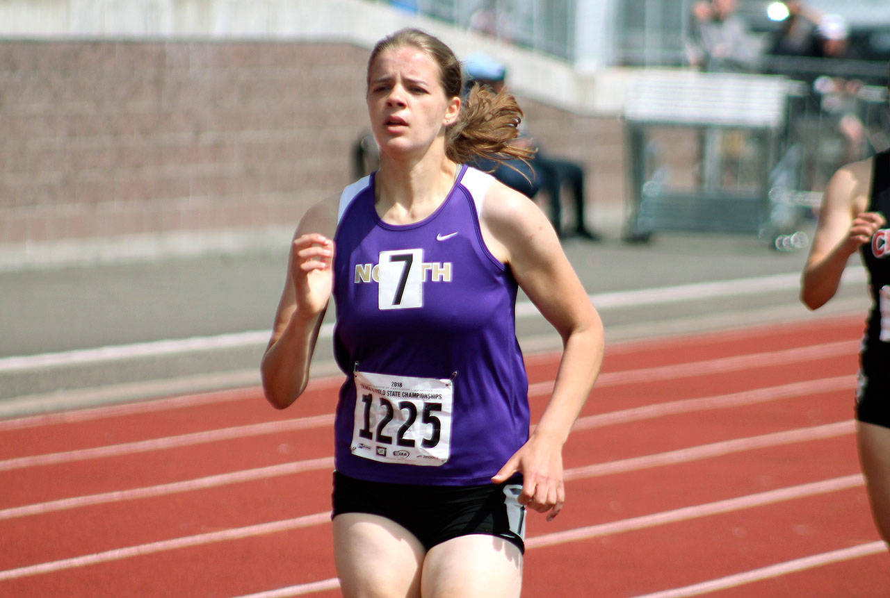 Annika Taylor finished fifth in the 800-meter run. (Mark Krulish/Kitsap News Group)