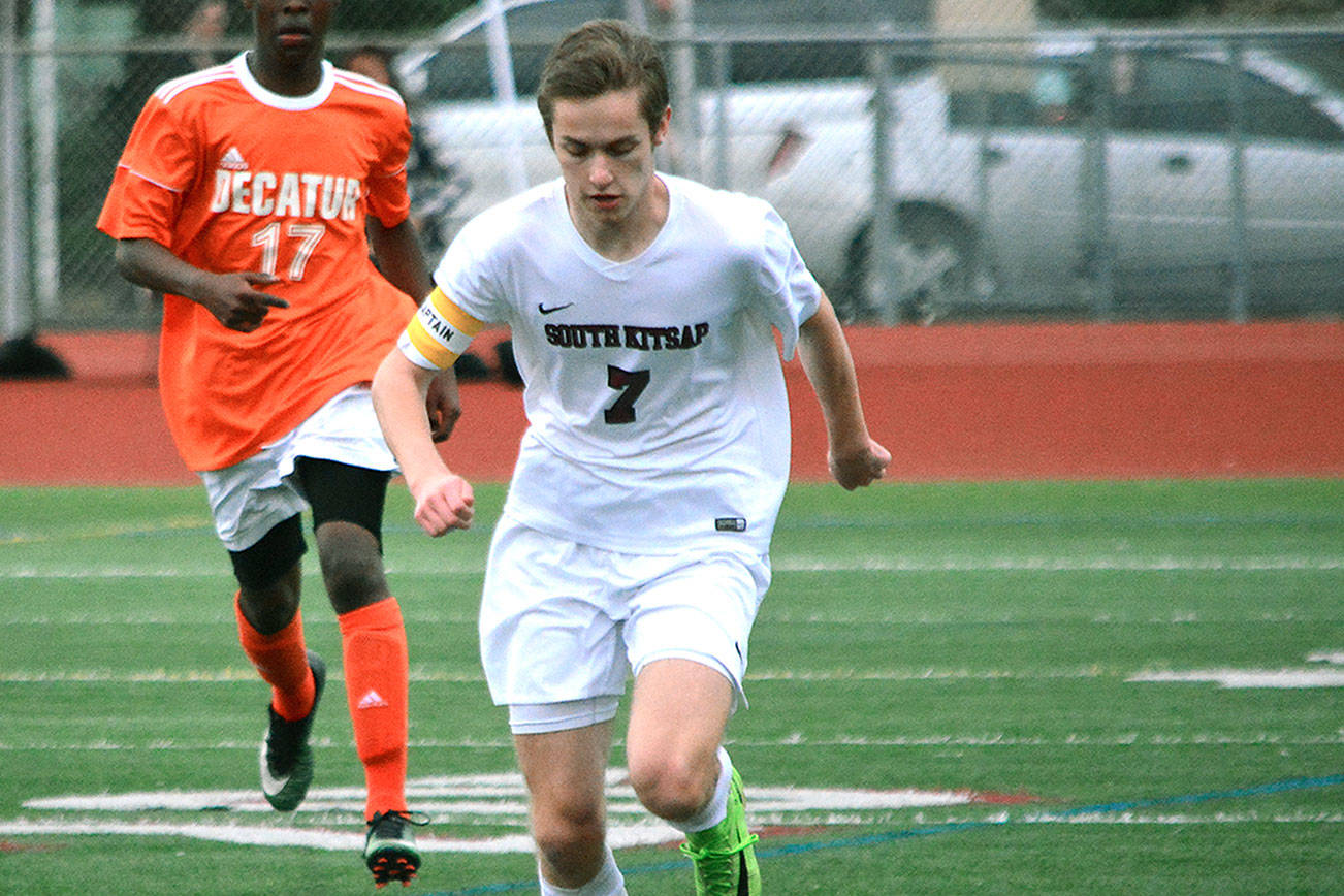 Mark Krulish | Kitsap News Group                                Senior Grant Larson is committed to Northwest Nazarene after scoring more than 20 goals over the past two seasons for South Kitsap.