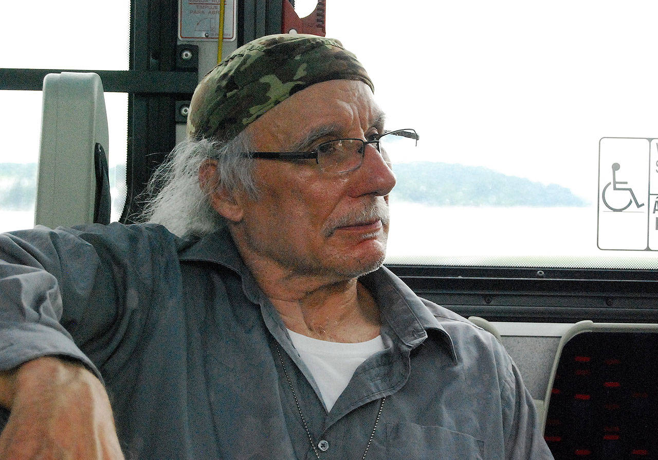 Chuck Wilke of Port Orchard says taking the bus home from work is convenient. (Bob Smith | Kitsap Daily News photo)