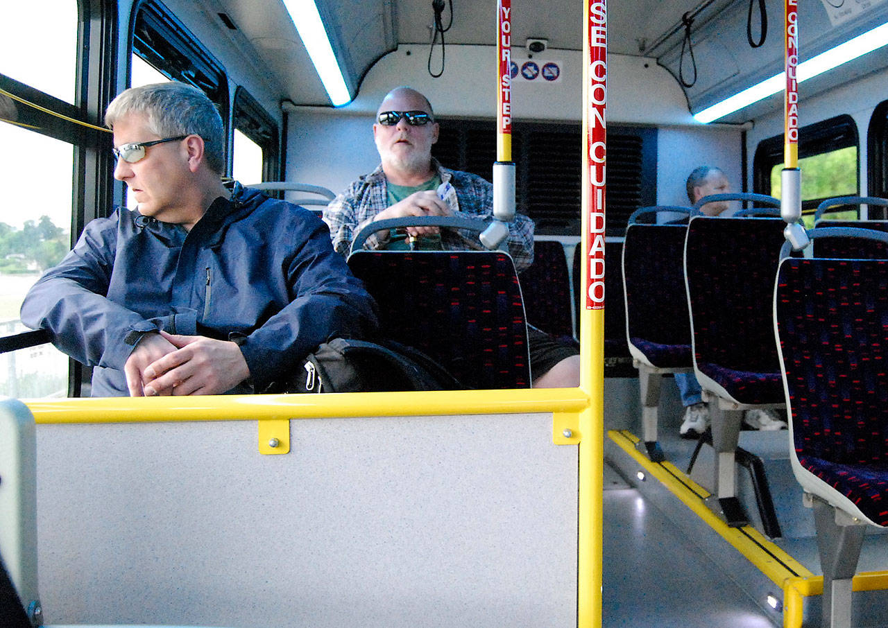 Bus riders take a seat on Kitsap Transit’s South Park bus route. (Bob Smith | Kitsap Daily News photo)