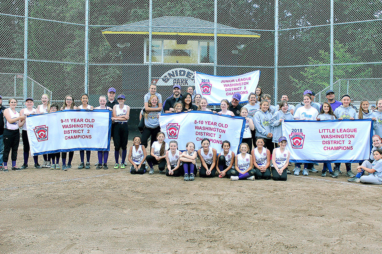 Four North Kitsap softball teams captured district championships in 2018. (Courtesy North Kitsap Little League)