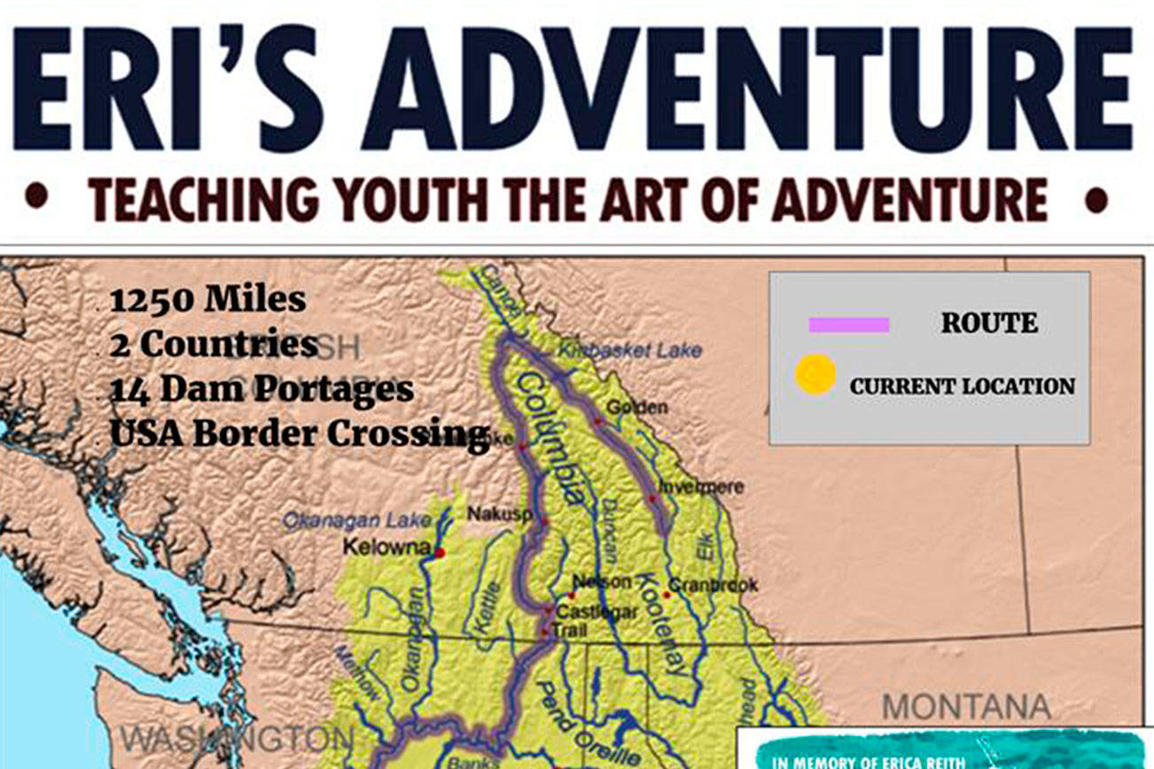 This poster displays the route John Kuntz will take along the Columbia River. (Photo courtesy John Kuntz)