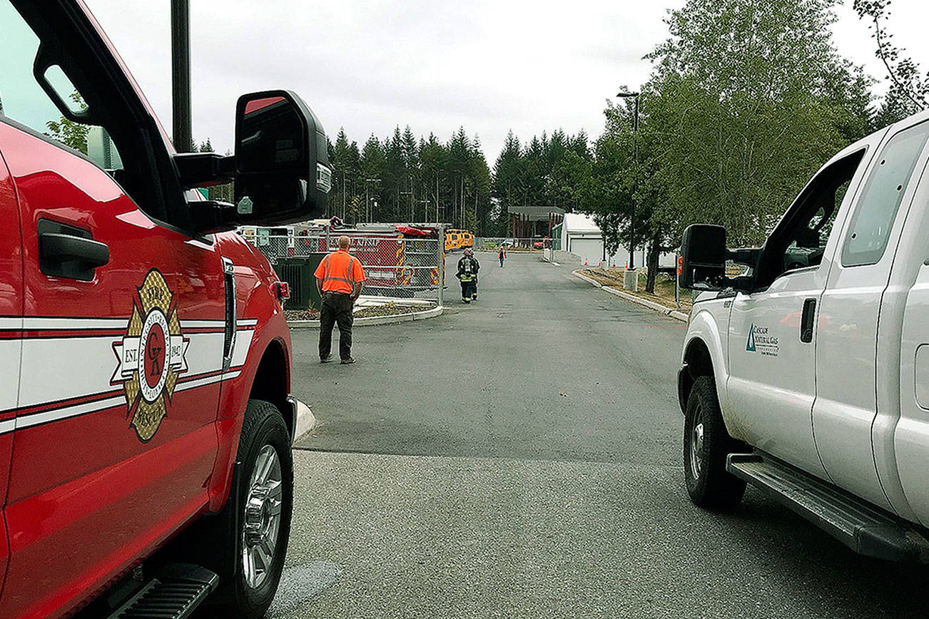 A gas leak occurred Friday afternoon near Silverdale Elementary. (Photo courtesy Central Kitsap Fire and Rescue)