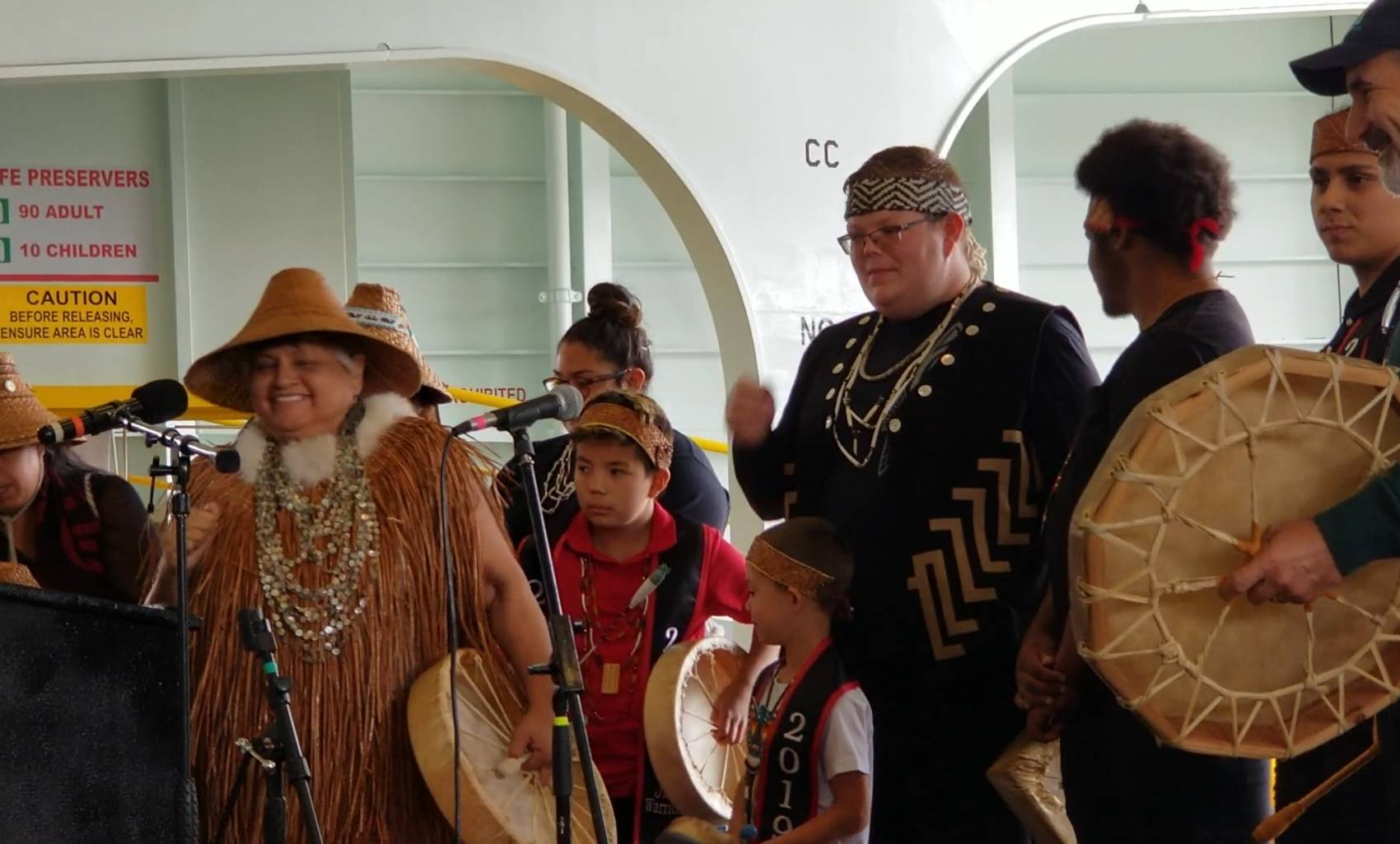VIDEO: Suquamish Tribe sings gathering song during M/V Suquamish celebration
