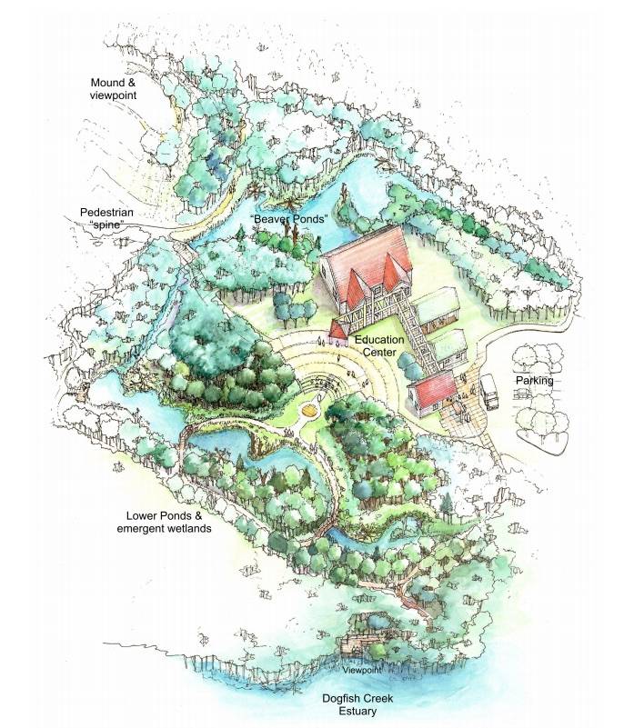 An early conceptual rendering depicts potential improvements to Poulsbo’s Fish Park. Courtesy City of Poulsbo.