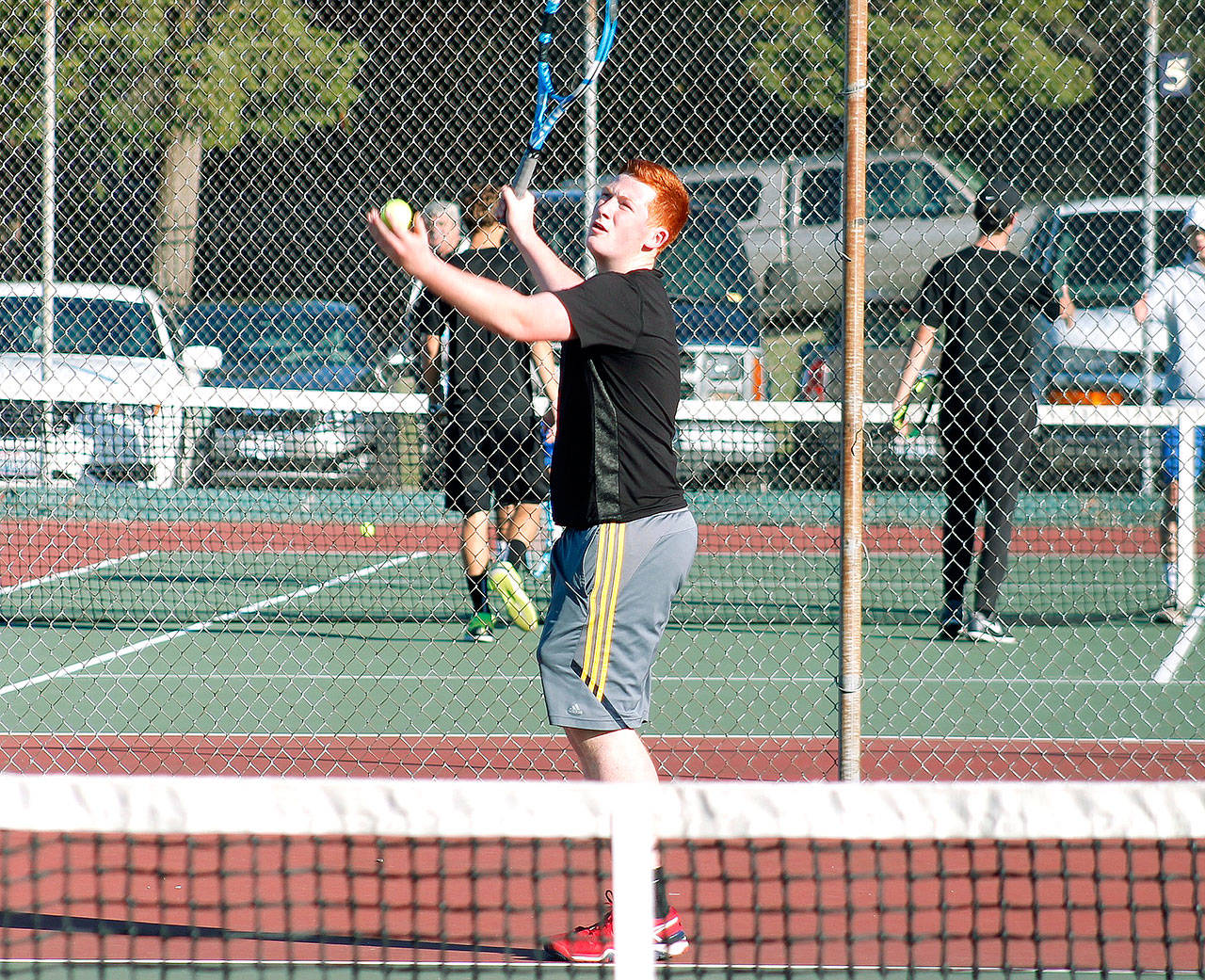 Tristan Schmid represented Kingston in the singles bracket at the Olympic League championships. (Mark Krulish/Kitsap News Group)