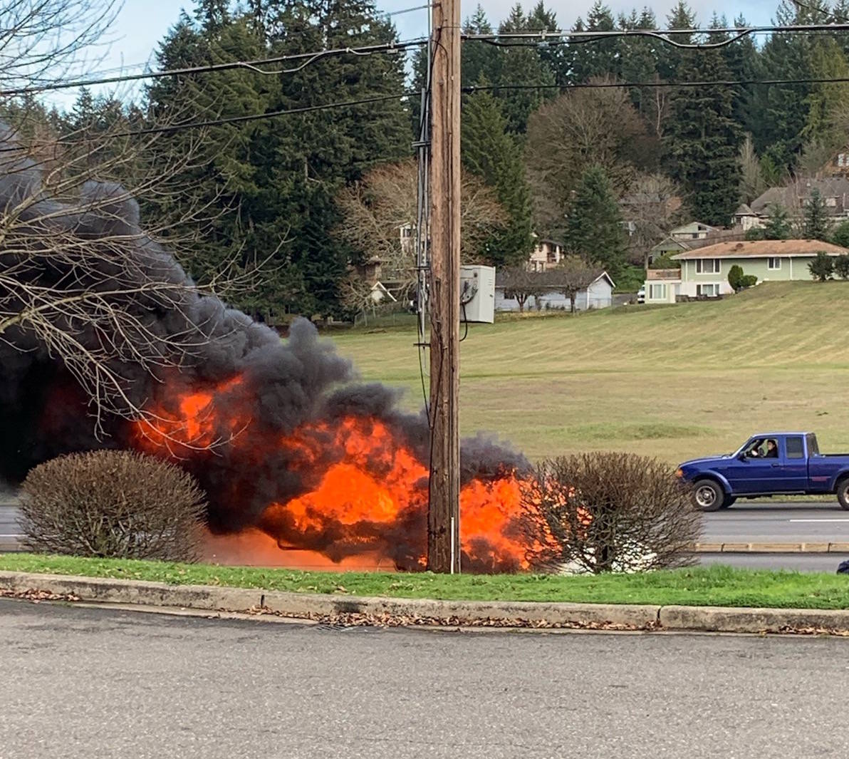 Vehicle fire destroys RV on Route 303 in Bremerton