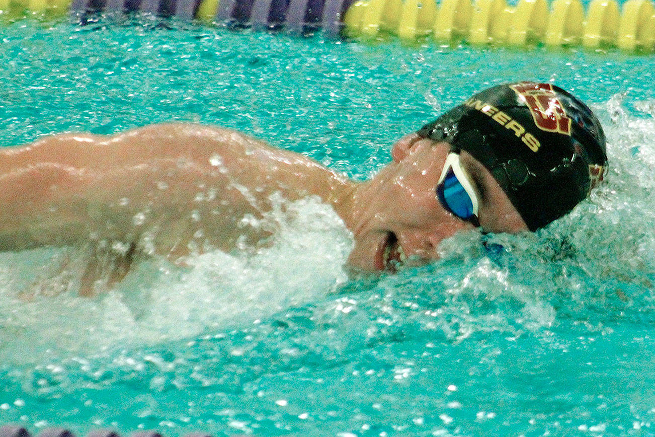 Ethan Fox won the 200-yard freestyle event against Port Angeles with a time of 1:47.81. (Mark Krulish/Kitsap News Group)