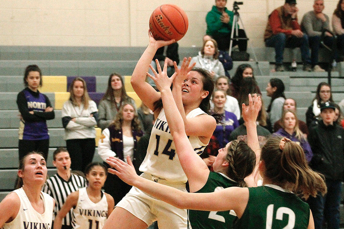 Noelani Barreith flies through the lane against Port Angeles. Barreith finished with 24 points, four assists, five steals and two blocks. (Mark Krulish/Kitsap News Group)