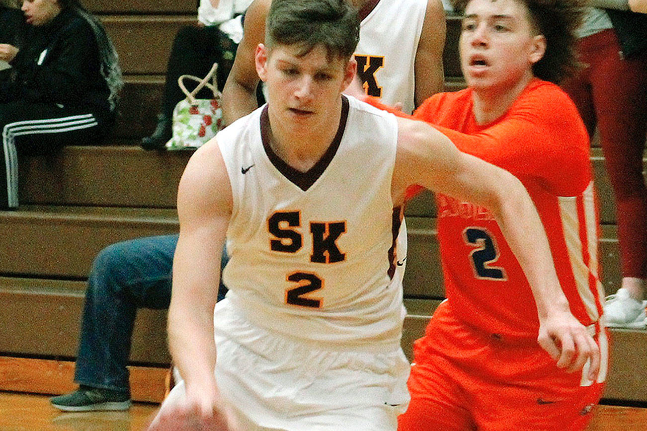 Junior forward Gavin Morkert had a big night against Graham-Kapowsin, scoring 25 points on a 10 for 13 shooting performance. (Mark Krulish/Kitsap News Group)