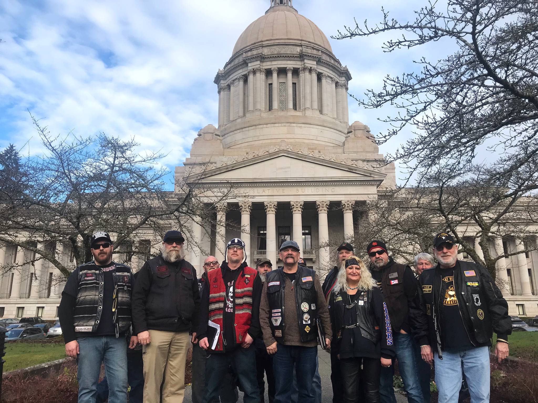Motorcycle enthusiasts from across Washington attended the House Civil Rights & Judiciary Committee hearing on House Bill 1152, which would prohibit law enforcement officers and agencies from engaging in motorcycle profiling. (Sean Harding / WNPA Olympia News Bureau)