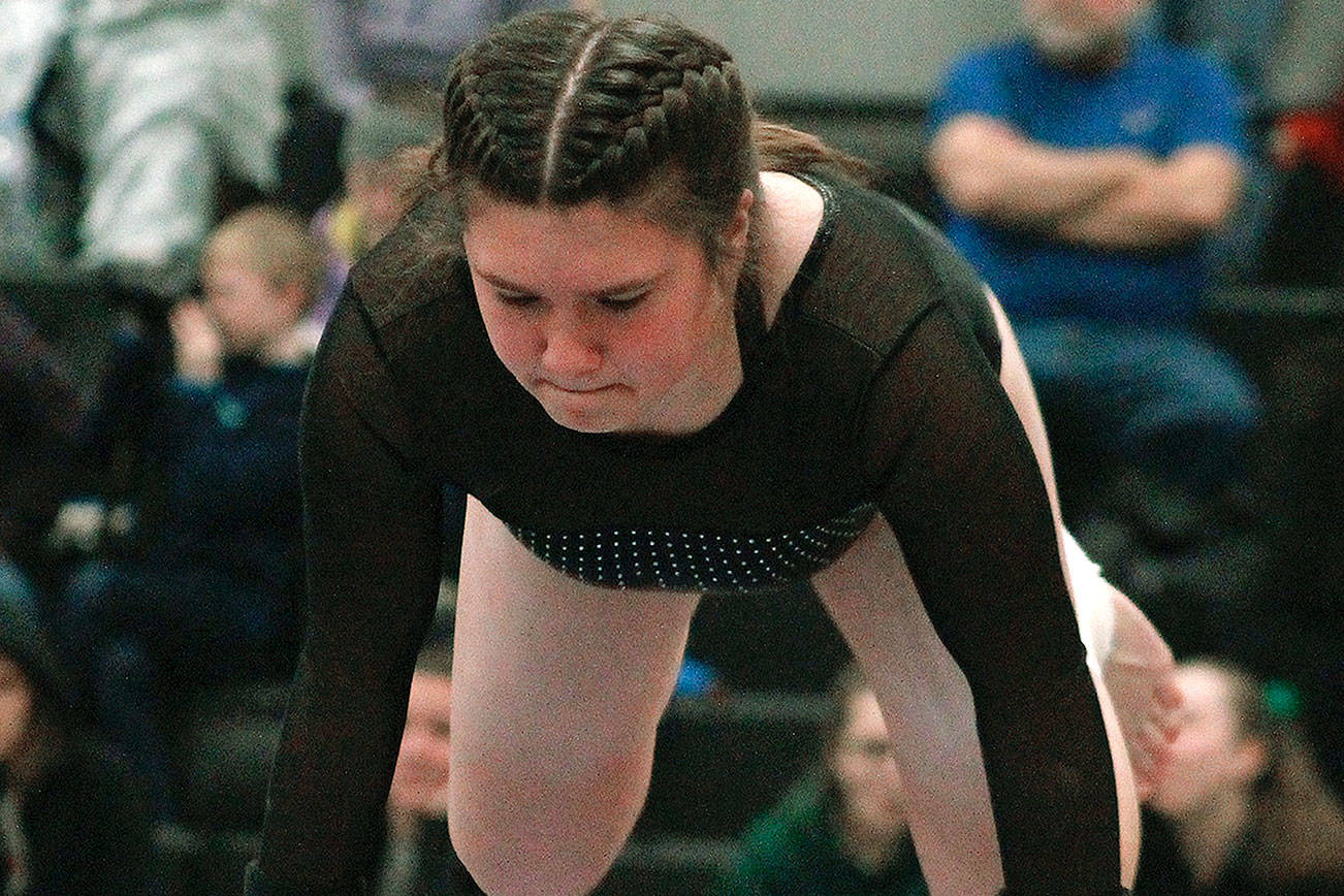 Grace Billings of North Kitsap finished in the top 46 for the all-around after qualifying for all four events at the state gymnastics meet. (Mark Krulish/Kitsap News Group)